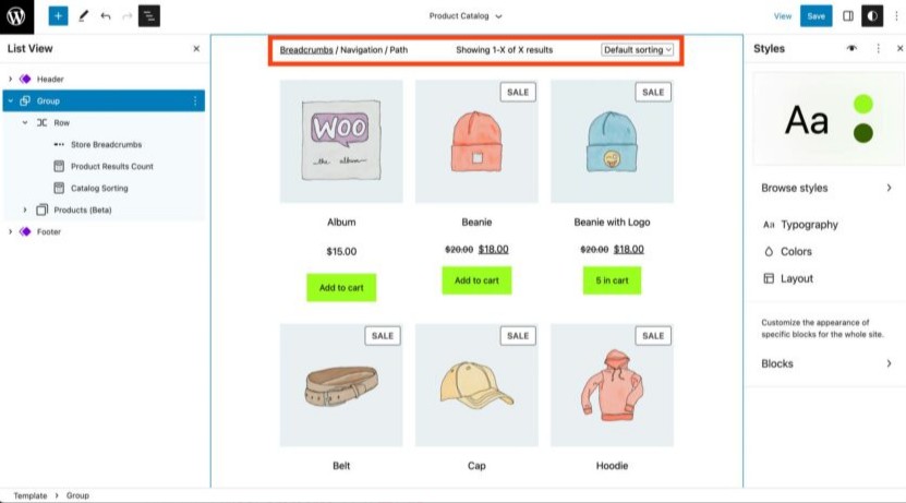 WooCommerce 7.5.0 新增3个新块，扩展了对全局样式的支持