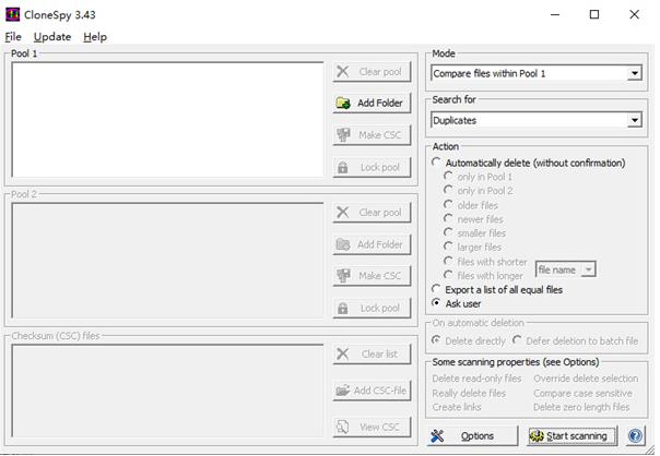 CloneSpy绿色汉化版 v3.43 文件去充扫描软件